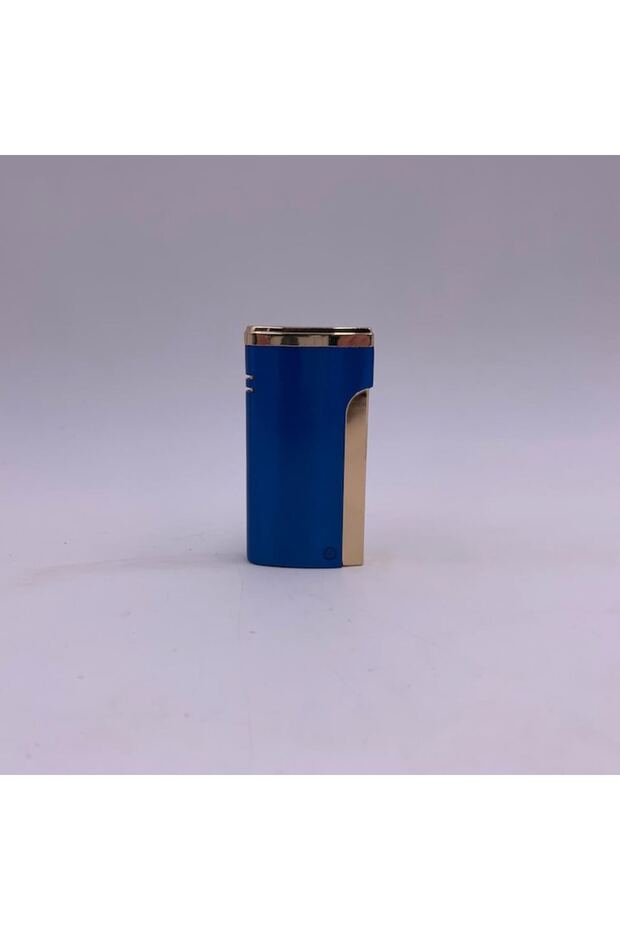 Gas Lighter, Robust Model, Trigger Ignition, Windproof, Refillable, Adjustable Flame, Metallic, Blue - 3