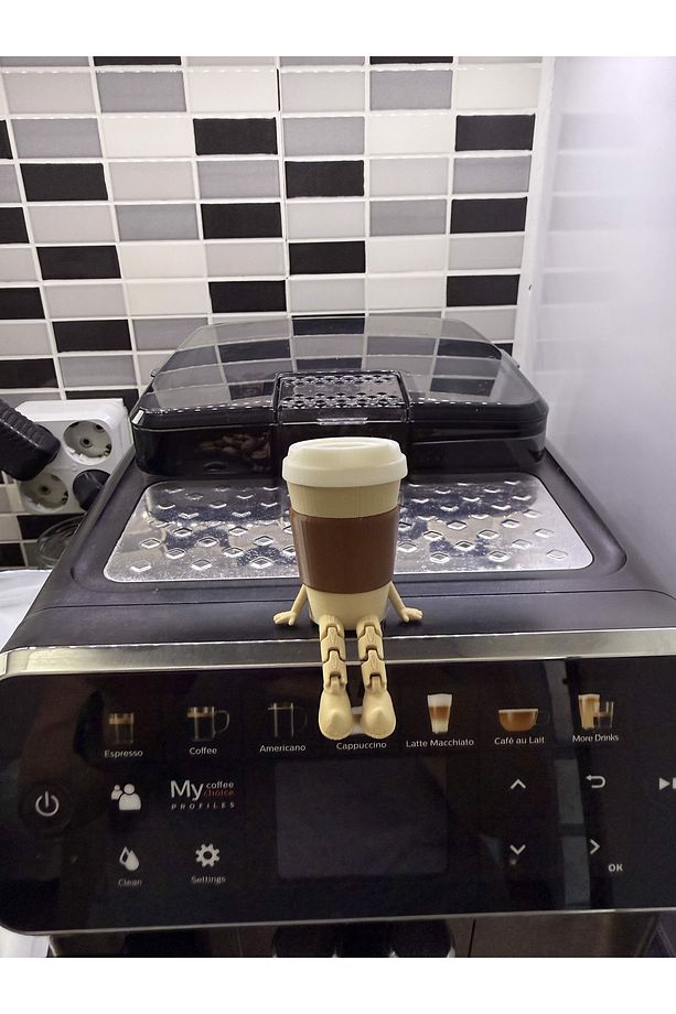 Sevimli Mutfak Kahve Dekor Figürü - 3D Baskı Dekoratif Take-Away Kahve Bardağı - 1