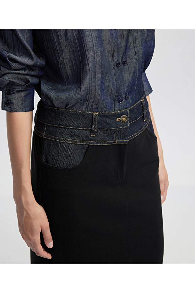 Denim mix kalem etek - 6