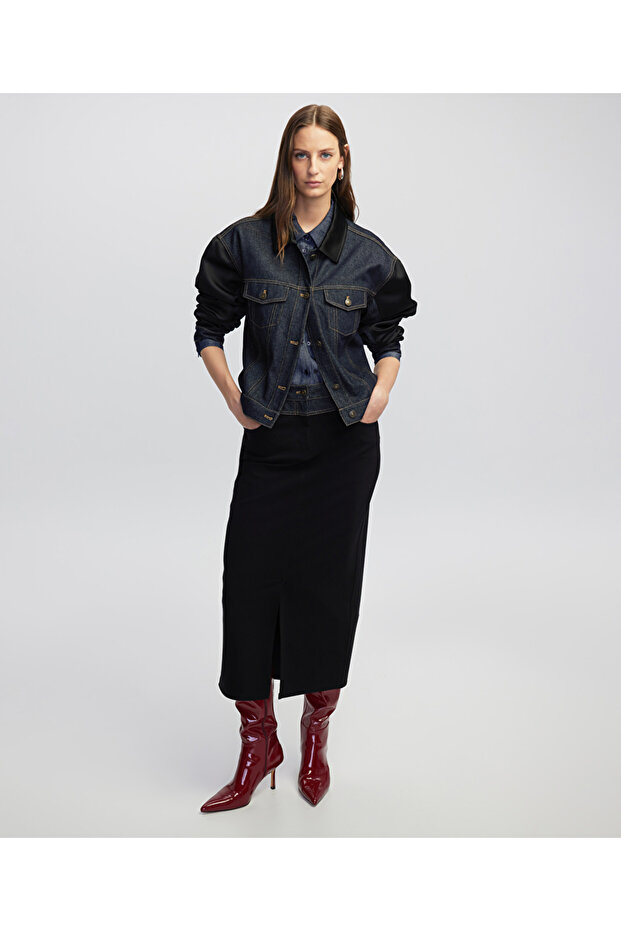 Denim mix kalem etek - 1