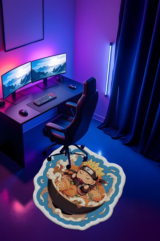 Özel Kesimli Desenli Anime & Gamer Halısı Kaymaz Taban Makinede Yıkanabilir Genç Odası Halısı - 3