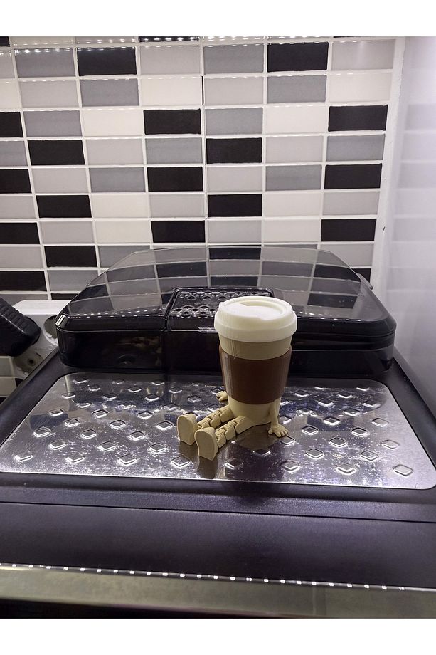 Sevimli Mutfak Kahve Dekor Figürü - 3D Baskı Dekoratif Take-Away Kahve Bardağı - 2