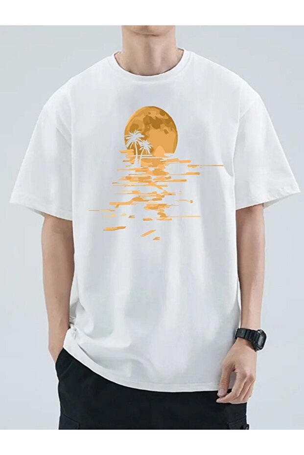 Markatemsunset Front Printed Relaxed Fit Unisex T-Shirt