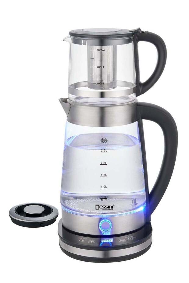 Electric Tea Maker With 2.0L Glass Water Kettle 1.0L Tea Pot