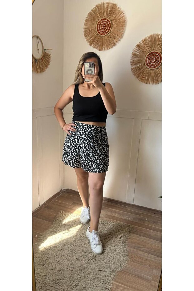 Desenli Şort Etek - 3