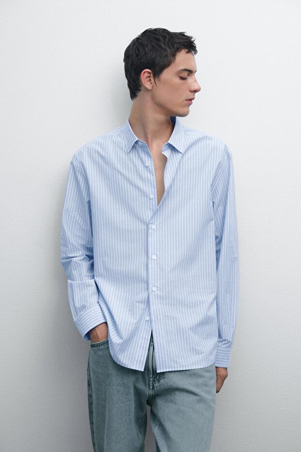 Çizgi detaylı regular fit gömlek - 2