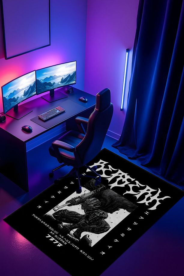 Desenli Anime & Gamer Halısı Kaymaz Taban Makinede Yıkanabilir Genç Odası Halısı - 2