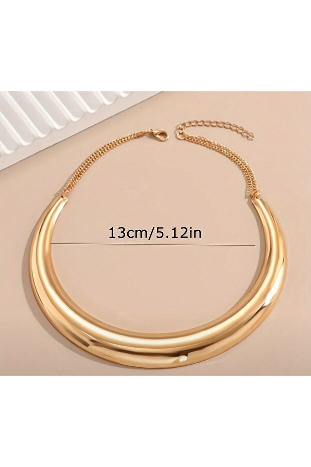 Kelepçe Model Kalın Tasma Gold Kolye - 3