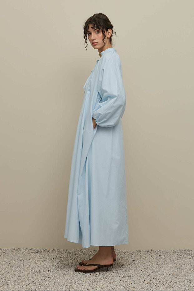 Geniş Vual Elbise Açık mavi - 3