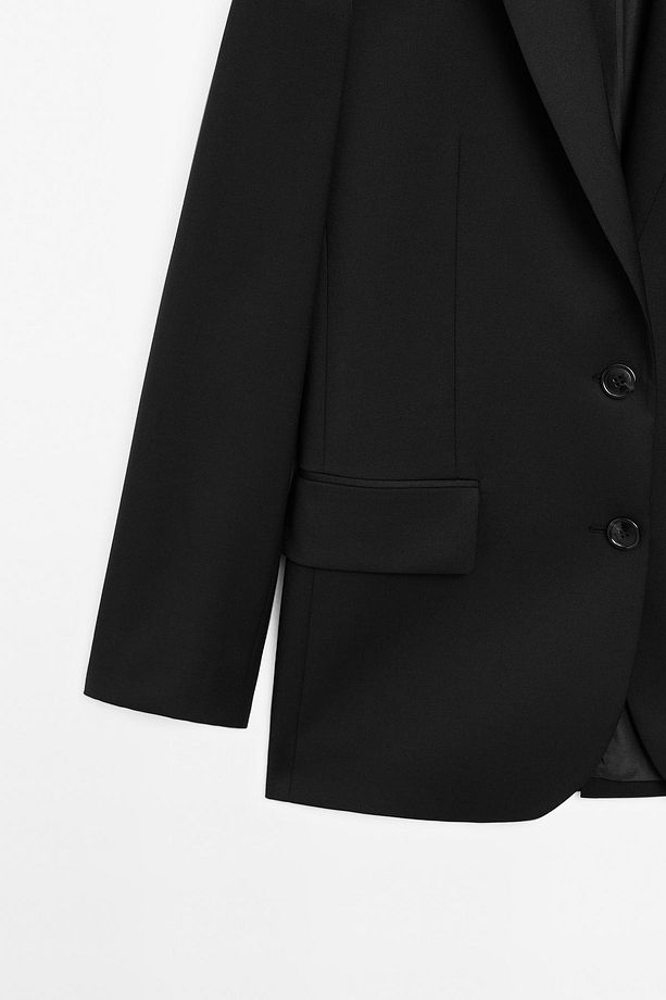 %100 ekstra ince yün iki düğmeli blazer - 7