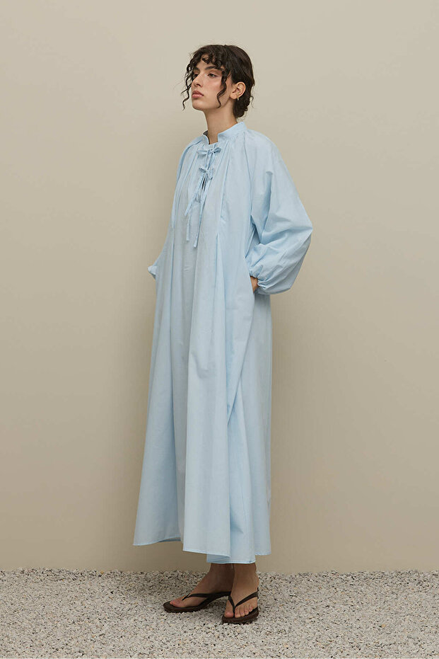 Geniş Vual Elbise Açık mavi - 2