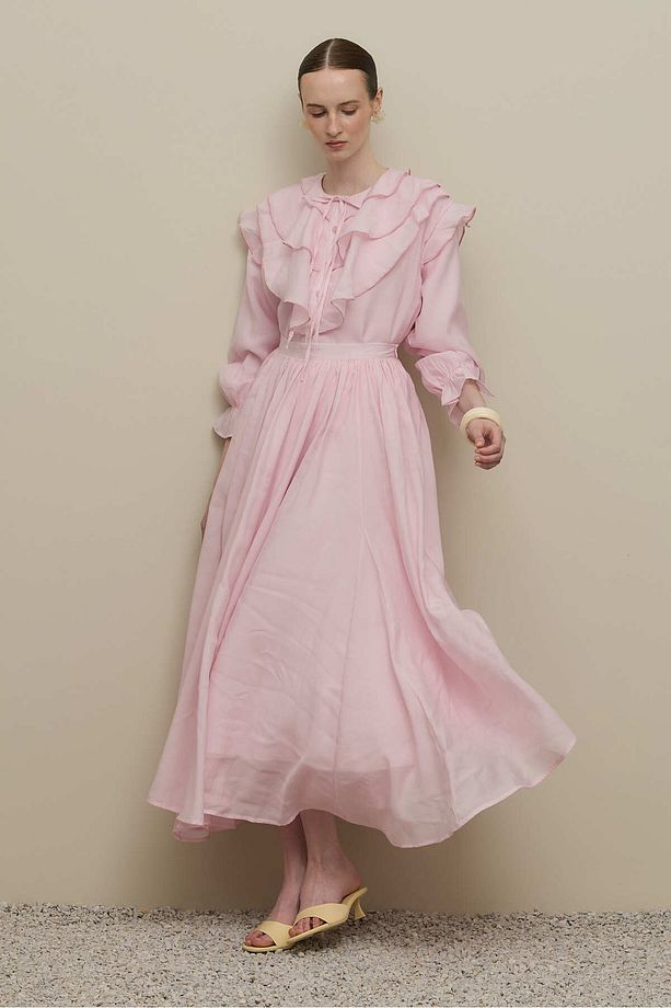 Çok Parçalı Maxi Etek Açık Pembe - 3