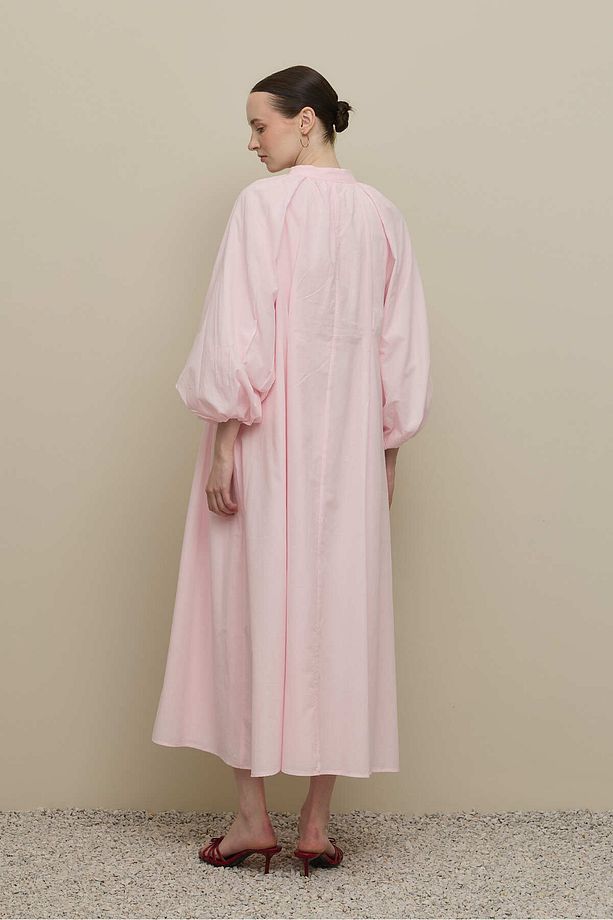 Geniş Vual Elbise Pembe - 8