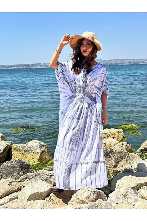 Long Poncho Ethnic Women's Dress with Patterned Wings
