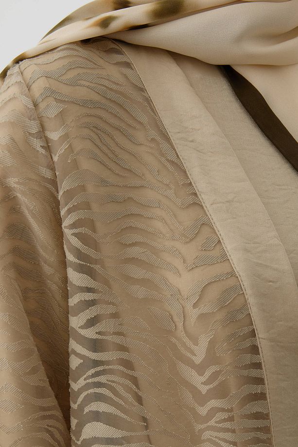 Zebra Desen Abaya - Vizon - 5