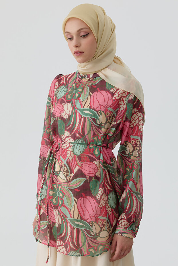 Desenli Bluz - Pembe - 3