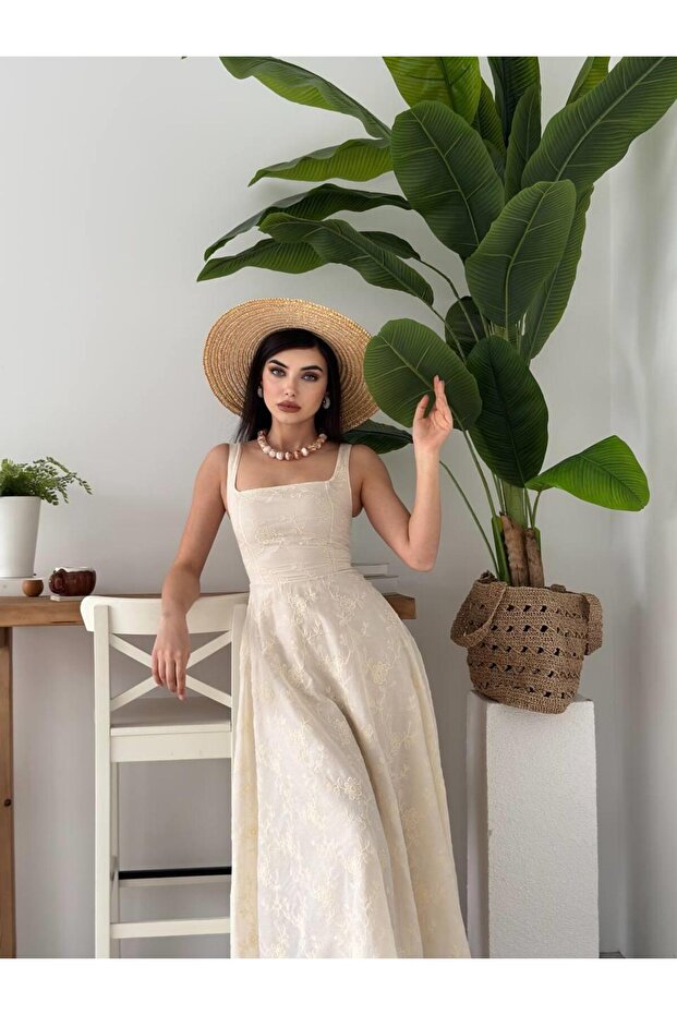 Cuper Çiçek Detaylı Elbise - 2