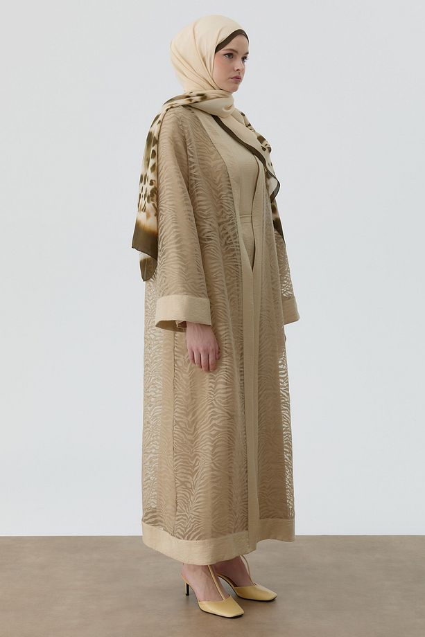 Zebra Desen Abaya - Vizon - 2