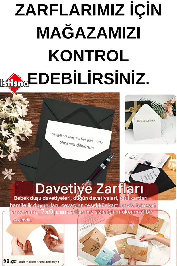 50 Adet Premium Kalın Siyah Kağıt Not Yazmak Grafiti ve Projeleri için Zarf içi Not Kartları - 3