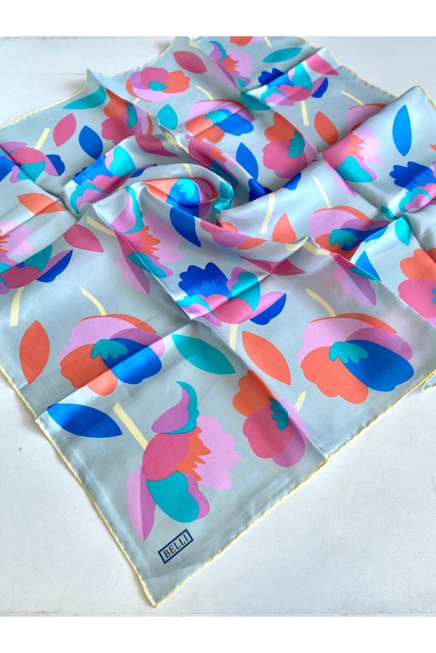 Tivil Pure Silk Scarf 4040 - 82 Green Mixed Pattern