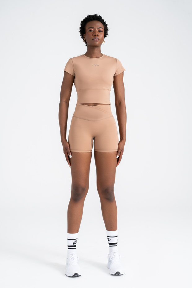 Define Push-up Cross Belt Detayli Şort Tayt Bej - 1