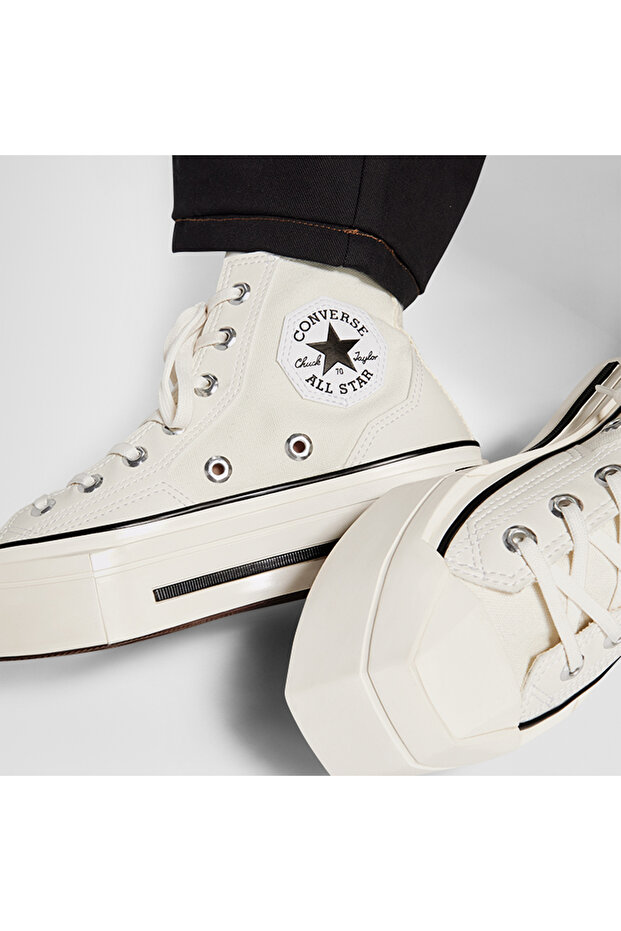 Chuck 70 De Luxe Squared Unisex Krem Platform Sneaker - 4
