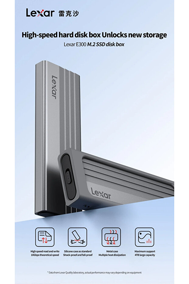 E300 M.2 NVMe SSD Muhafaza Adaptörü, USB 3.2 Gen 2 (10 Gbps), M Key/B+M Key ile Uyumlu - 5