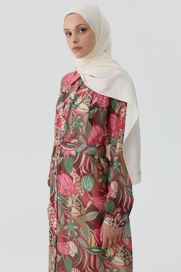 Robalı Çiçek Desenli Tunik - Pembe - 5