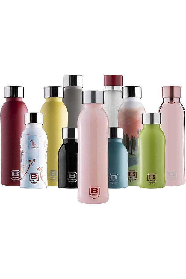 B Bottles Twin Reusable Thermal Bottle for Cold and Hot Water - Pink (800 ML)
