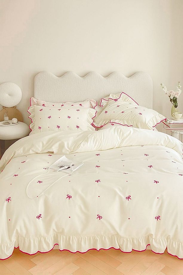 Soft elegance fırfırlı çift kişilik nevresim seti desenli süs dikişli %100 pamuk - 2