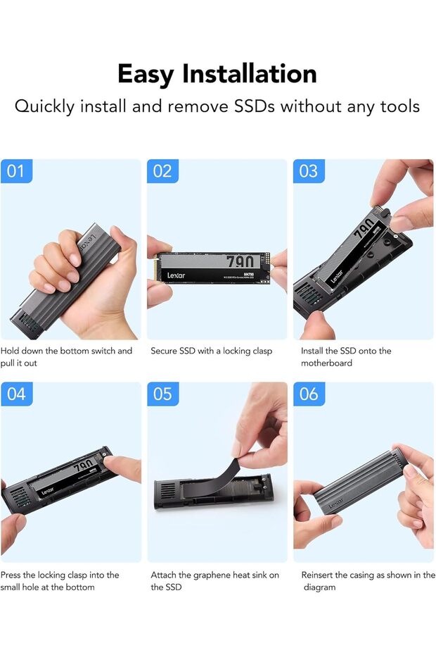 E300 M.2 NVMe SSD Muhafaza Adaptörü, USB 3.2 Gen 2 (10 Gbps), M Key/B+M Key ile Uyumlu - 4