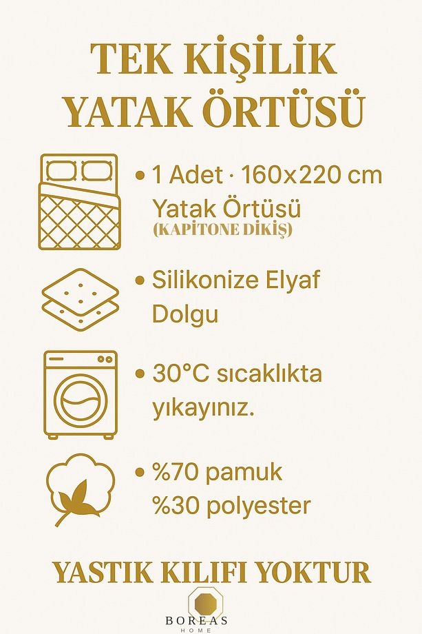 GÜLCE Kapitone Yatak Örtüsü Tek Kişilik - 2