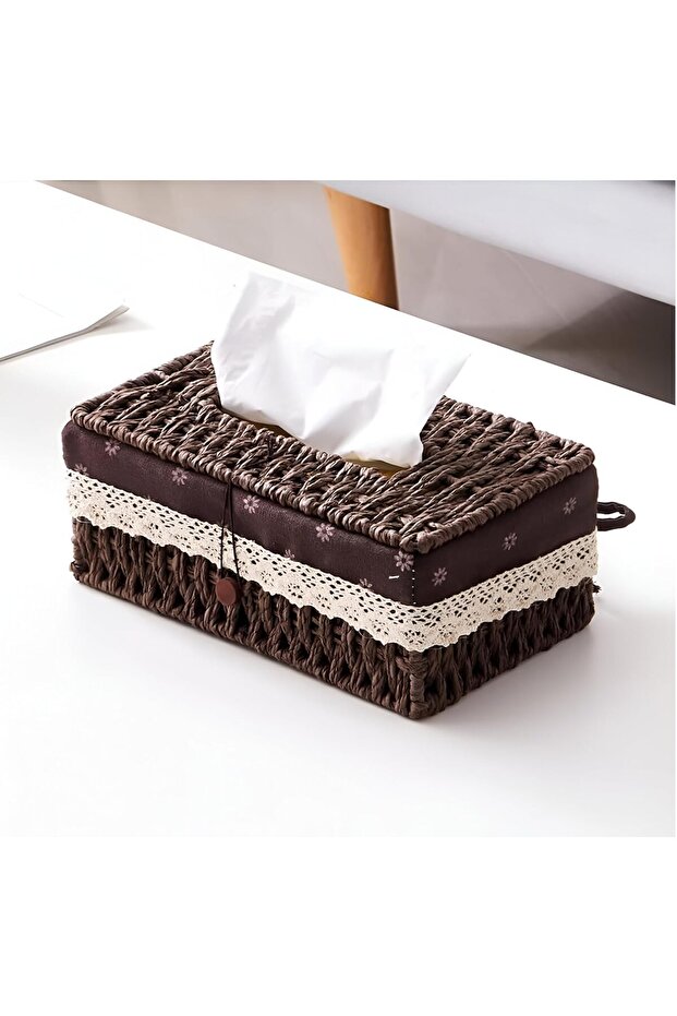 Woven Tissue Box with Cover, Perfect for Living Room, Bathroom, Home, Office