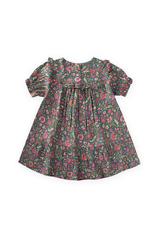 Patterned Viscose Dress 1-10 Years Green