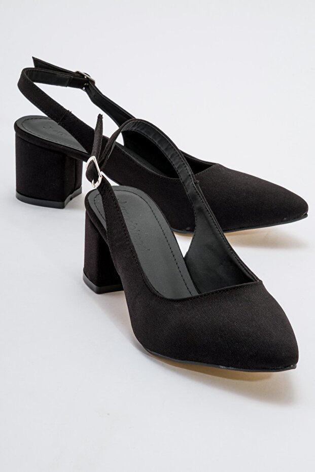 Open Back Heeled Shoes Black Zra