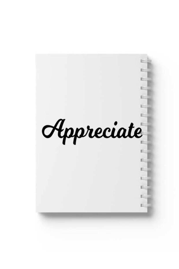 دفتر ملاحظات حلزوني مع غلافين أمامي وخلفي صلبين بتصميم Appreciate