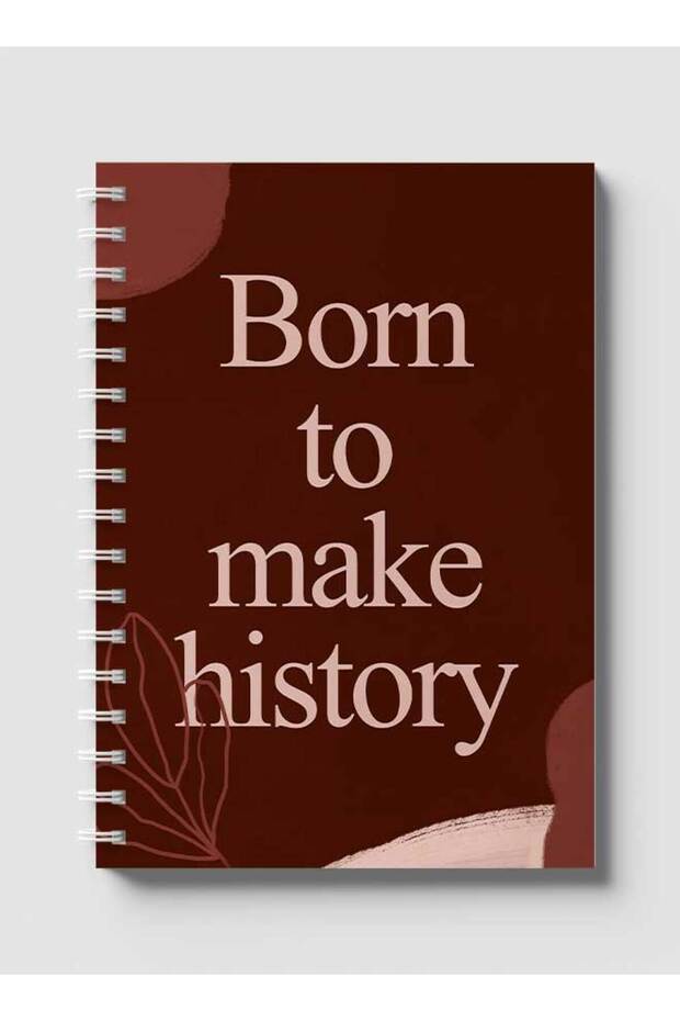 دفتر ملاحظات حلزوني مع غلافين أمامي وخلفي صلبين بتصميم Born Make History