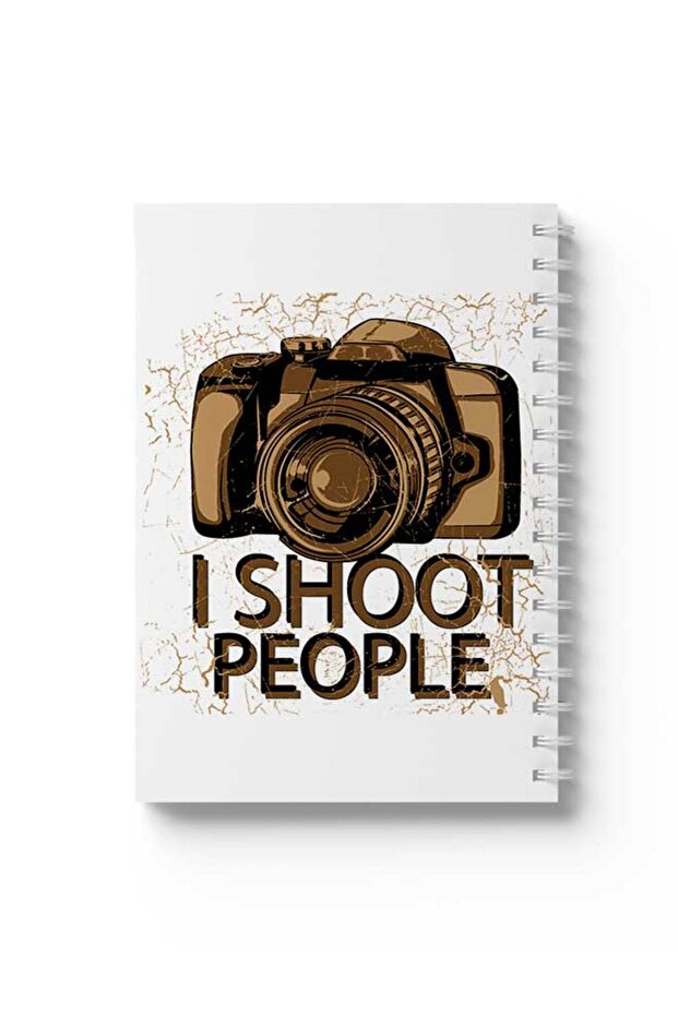 دفتر ملاحظات حلزوني مع غلافين أمامي وخلفي صلبين بتصميم "I Shoot People"