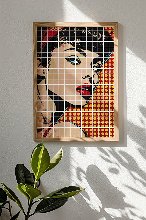 One Piece Real Raw Wooden Framed Popart Square Striped Painting - Model 19