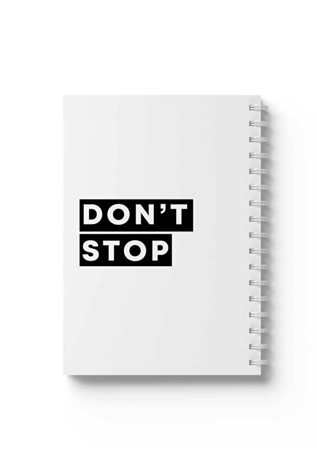 Spiral Notebook with Front and Back Hard Covers Featuring Don't Stop Design