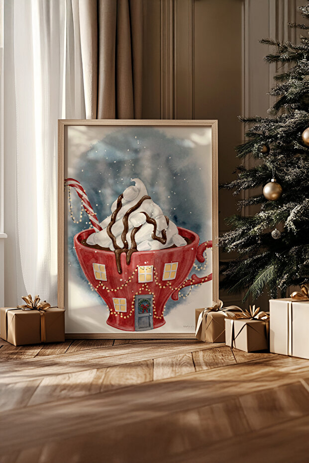 One Piece Real Raw Wooden Framed New Year Themed Painting - Model 61