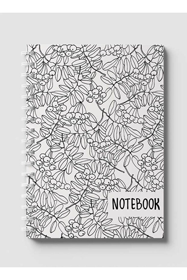 دفتر ملاحظات حلزوني مع غلافين أمامي وخلفي صلبين بتصميم Ashberry B & W