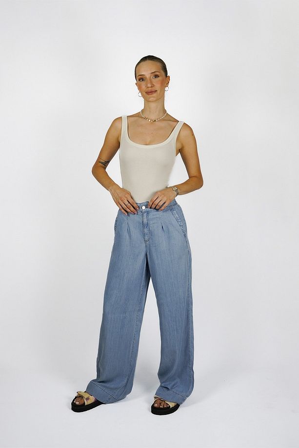 Bambu Yumoş kumaş mavi kot pantolon - 2