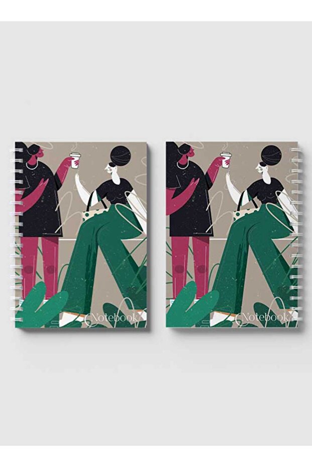 Spiral Notebook with Front and Back Hard Covers Featuring Classical Theme Having Coffee Design - 4