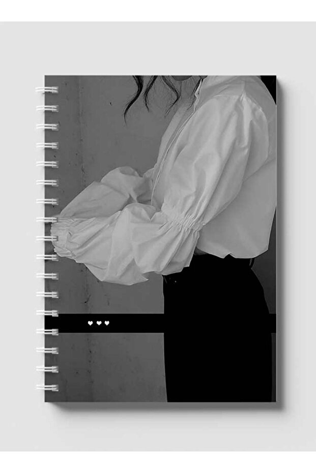 Spiral Notebook with Front and Back Hard Covers Featuring Small Hearts Design