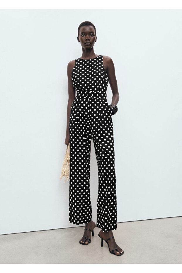 Puantiyeli kemerli tulum - 2