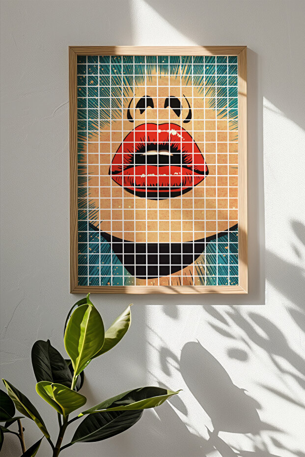 One Piece Real Raw Wooden Framed Popart Square Striped Painting - Model 3