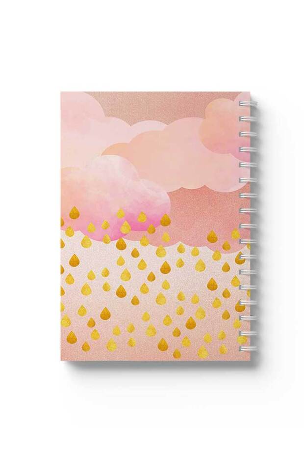 Spiral Notebook with Front and Back Hard Covers Featuring Rain Design