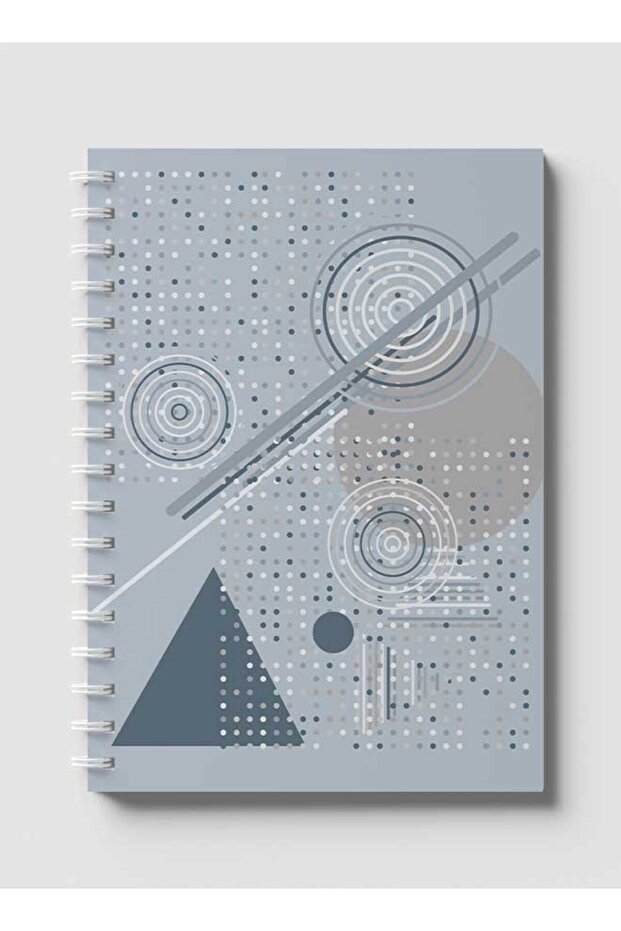 Spiral Notebook with Front and Back Hard Covers Featuring Circle Dots Shapes Modern Design