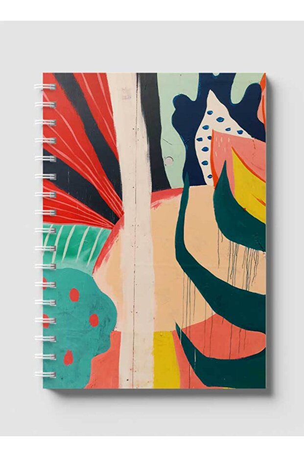 Spiral Notebook with Front and Back Hard Covers Featuring Mixed Hand Paint Design